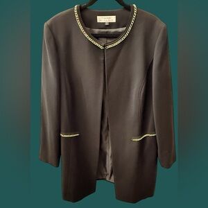 Tahari Black Blazer with Gold Chain Trim
